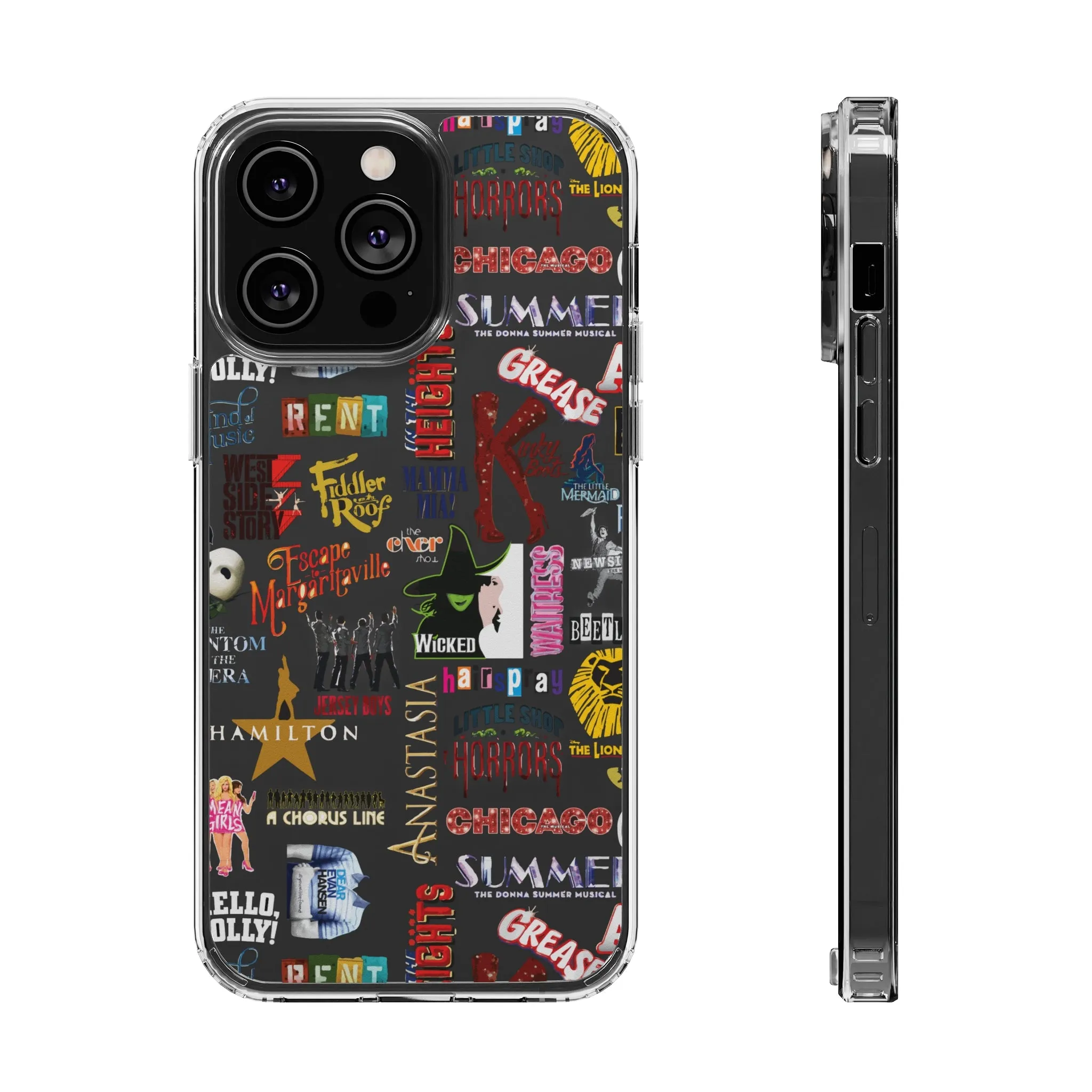 Broadway Logos Clear Phone Case! Disney Inspired Hand drawn Unique Musical Theater Gift