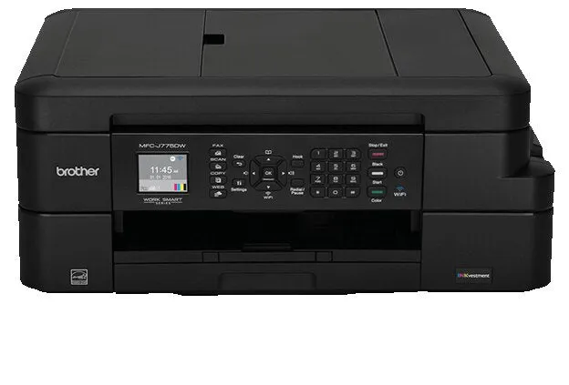 Brother MFC Inkjet All-in-One Color Printer, INKvestment Cartridges, 128MB Memory, Wireless, Color LCD Display - MFC-J775dw