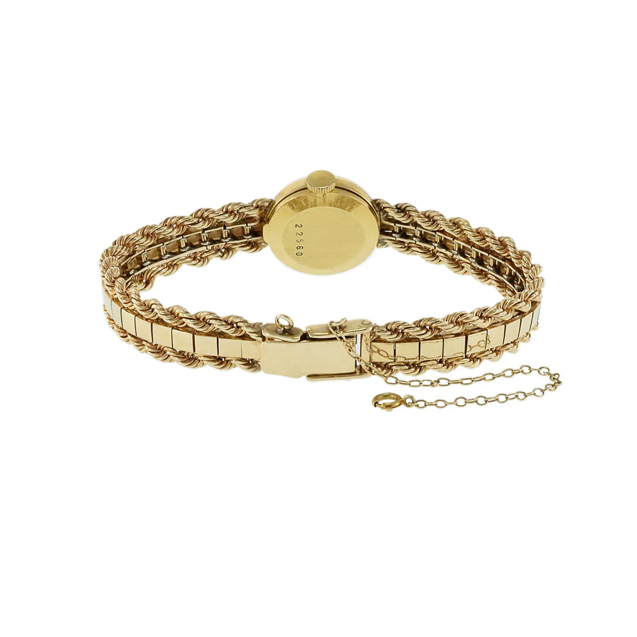 Bucherer 1960's 18KT Gold Cocktail Watch with 14K Gold Rope Bracelet