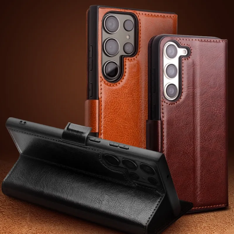 Business Style Leather Phone Case with Card Slots For Samsung S23 S22