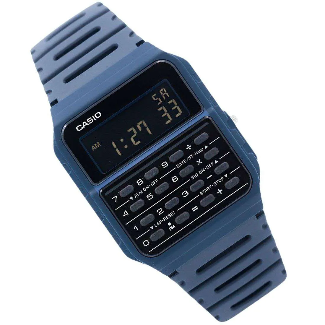 Casio CA-53WF-2B Navy Blue Calculator Resin Watch for Men and Women