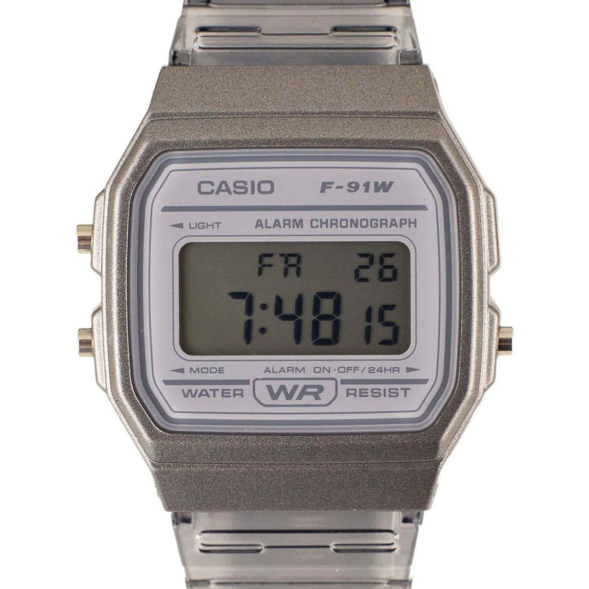 Casio F-91WS-8DF Grey Resin Transparent Strap Watch for Women