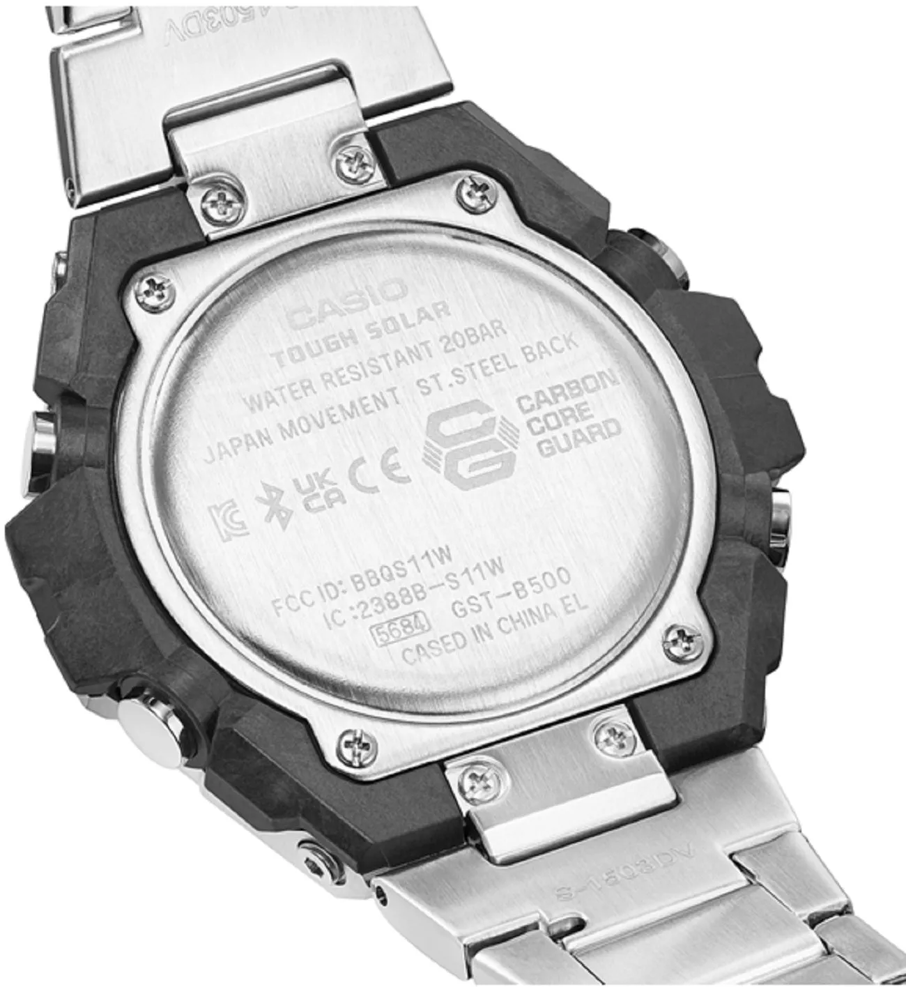 Casio G-shock GST-B500D-1A Solar Digital Analog Stainless Steel Strap Watch for Men