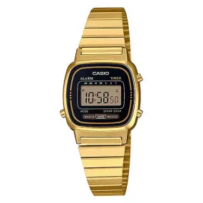 Casio Ladies Watch Digital Vintage Classic Flat Link Gold LA670WGA-1DF