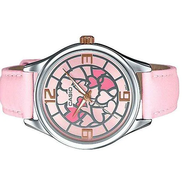 Casio LTP-E128L-4A Pink Leather Strap Watch for Women