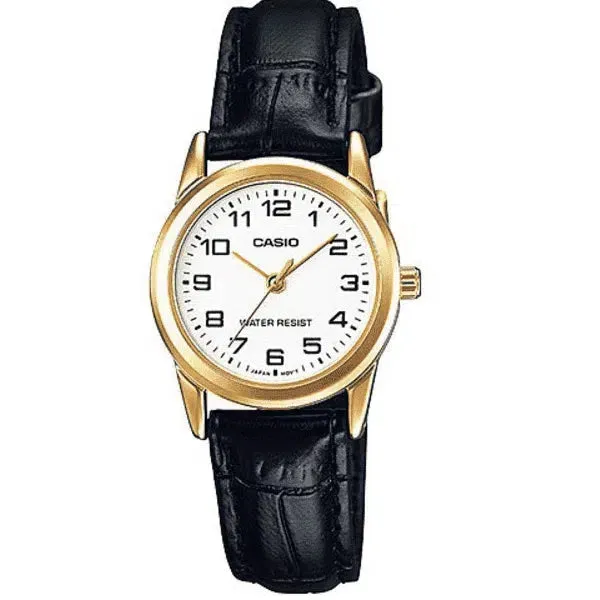 Casio LTP-V001GL-7B Black Leather Watch for Women