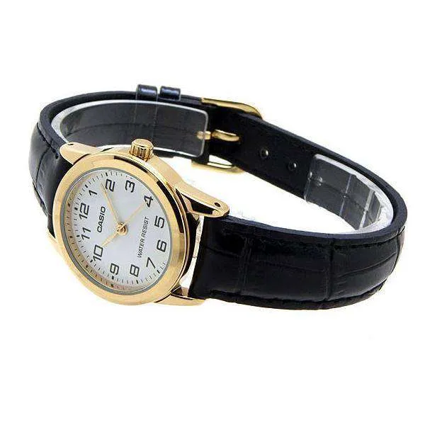 Casio LTP-V001GL-7B Black Leather Watch for Women