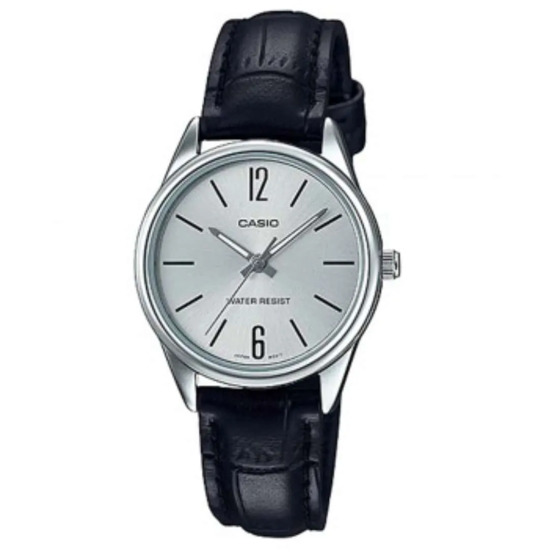 Casio LTP-V005L-7B Black Leather Strap Watch for Women