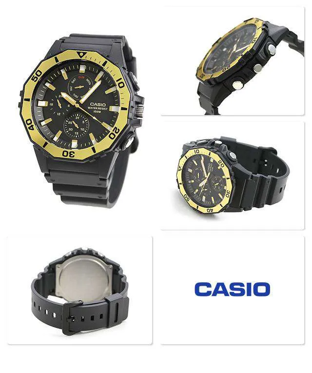 Casio MRW-400H-9AVDF Analog Black/Gold Yellow Resin Strap Watch for Men