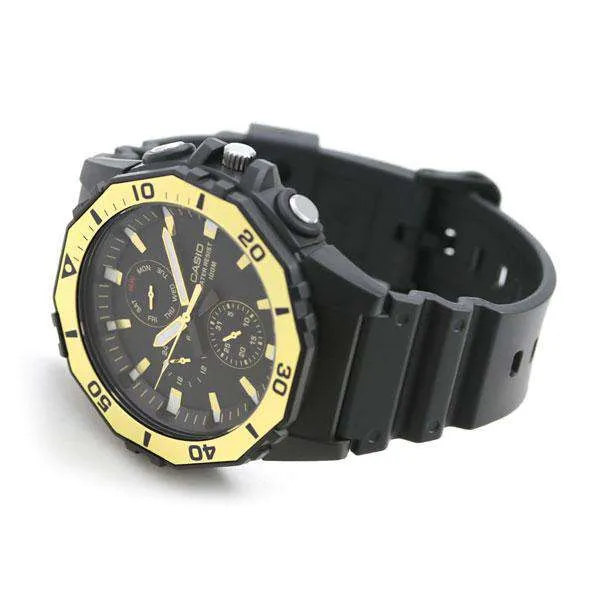 Casio MRW-400H-9AVDF Analog Black/Gold Yellow Resin Strap Watch for Men