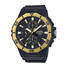 Casio MRW-400H-9AVDF Analog Black/Gold Yellow Resin Strap Watch for Men