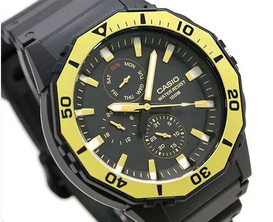 Casio MRW-400H-9AVDF Analog Black/Gold Yellow Resin Strap Watch for Men