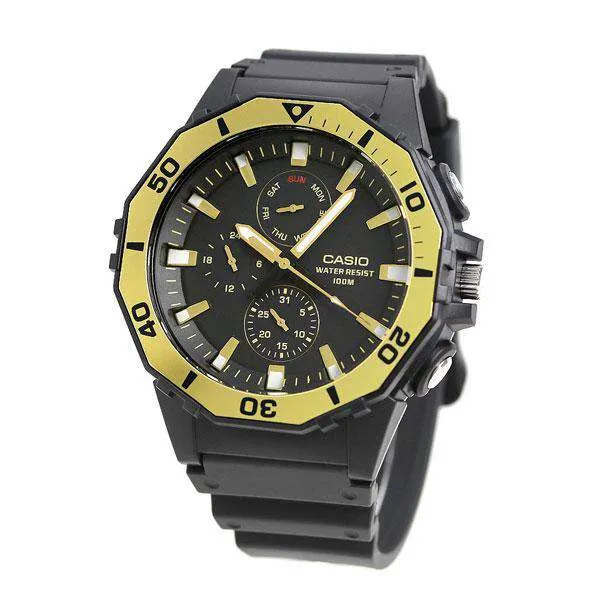 Casio MRW-400H-9AVDF Analog Black/Gold Yellow Resin Strap Watch for Men