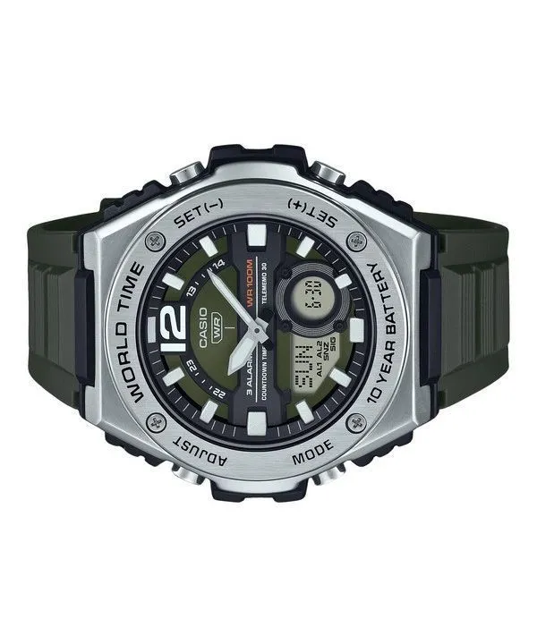 Casio Standard Analog Digital Resin Strap Green Dial Quartz MWQ-100-3AV 100M Men's Watch