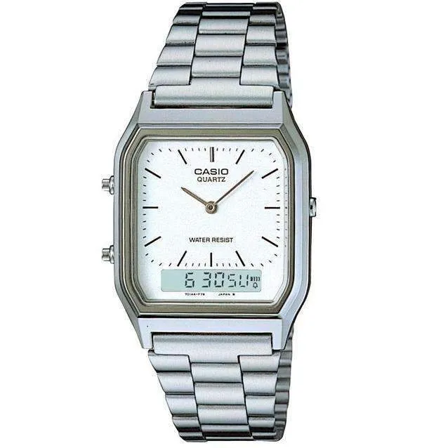 Casio Vintage AQ-230A-7D Silver Stainless Watch Unisex