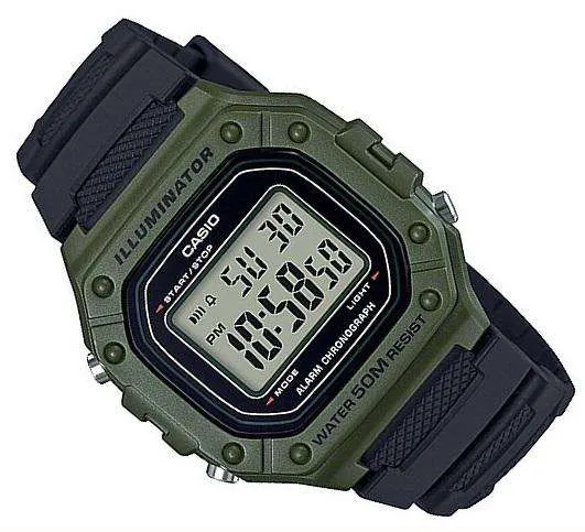 Casio W-218H-3A Green Resin Watch for Men