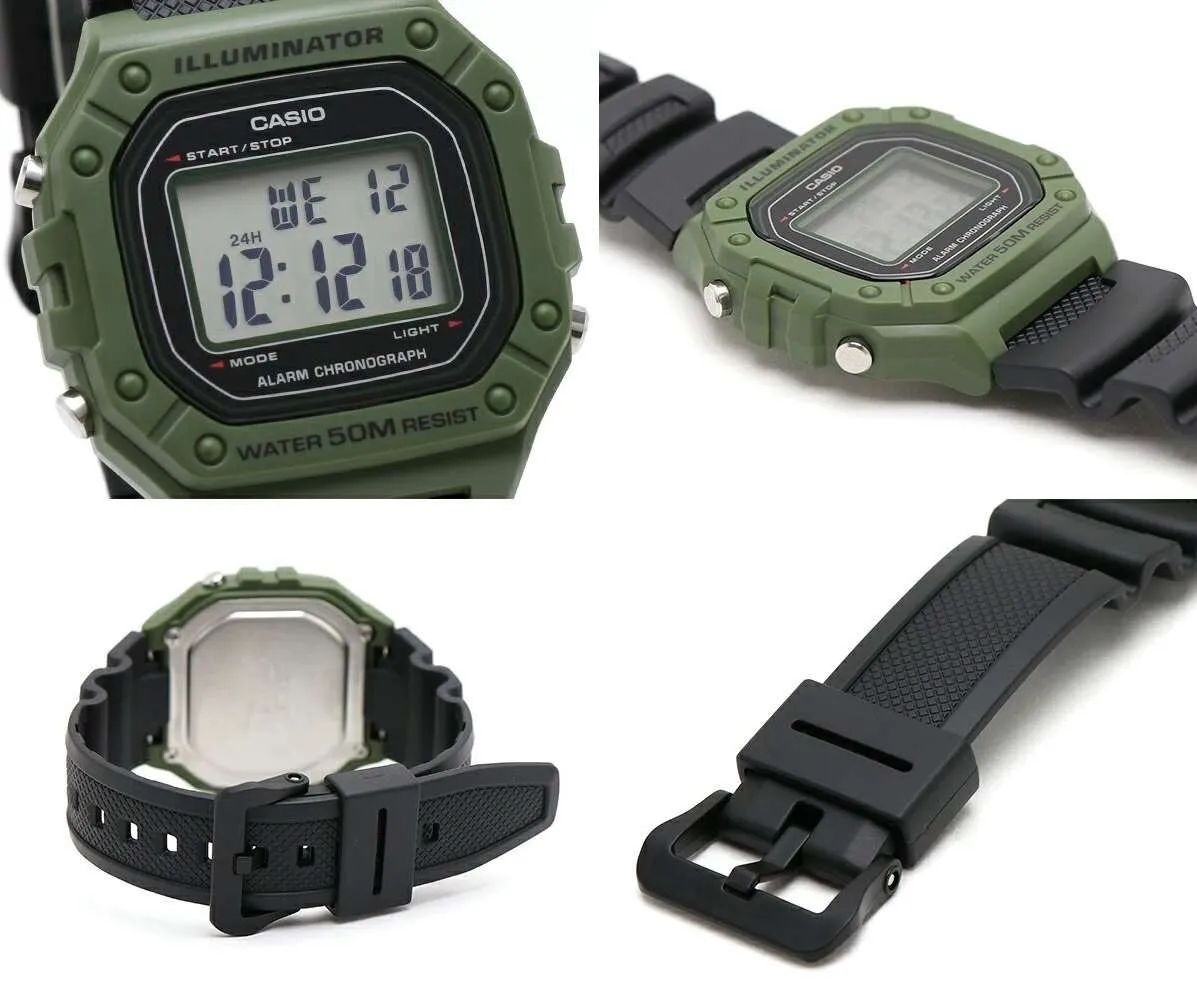 Casio W-218H-3A Green Resin Watch for Men