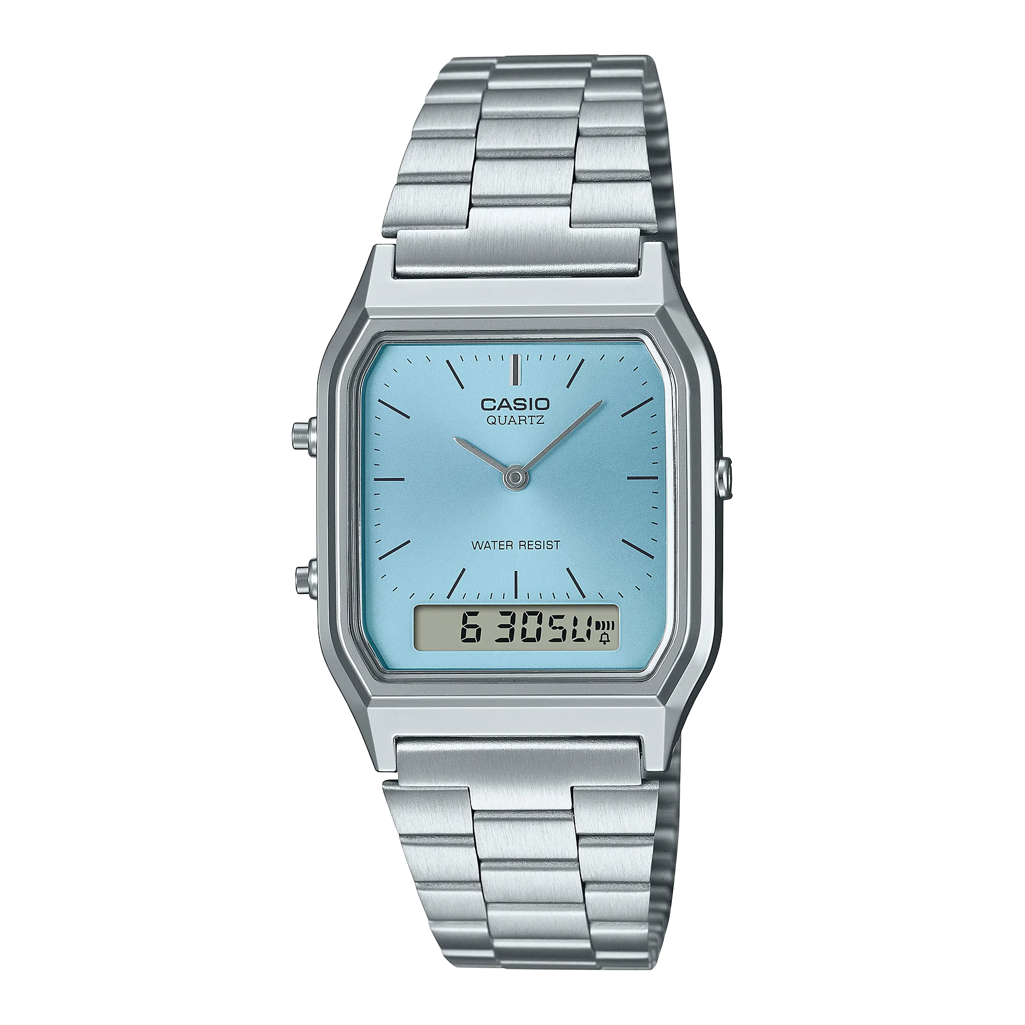 Casio Watch Vintage Retro Dual Time Steel Ice Blue AQ-230A-2A1MQY