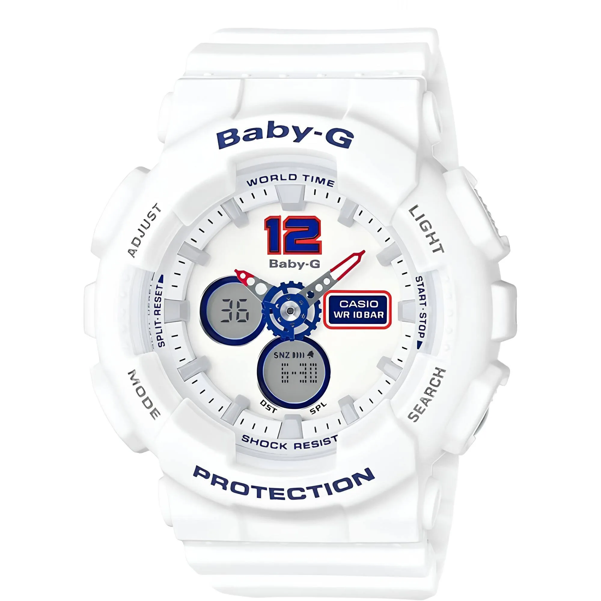 Casio Women's Watch - Baby-G White and Grey Analog-Digital Dial Strap | BA120TR-7B