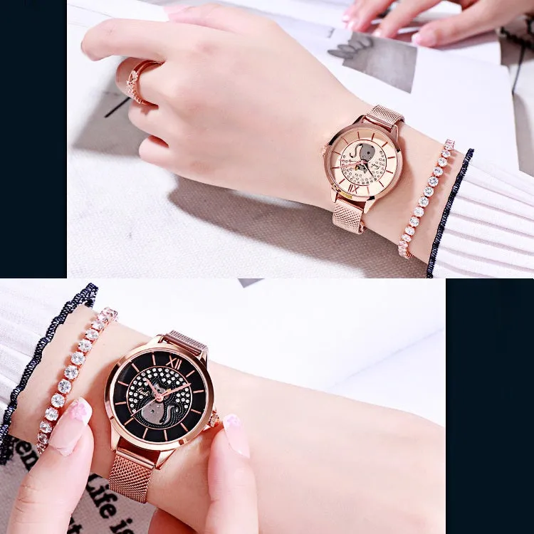 Cat Pattern Mesh Strap Women's Watch