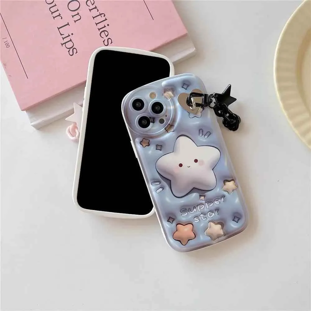 CCPC234 Cute Phone Case for iPhone 11, 14, 13, 12 Pro, 11 Pro Max, XR, X, XS, 7, 8 Plus, SE - With 3D Glitter Star Pendant