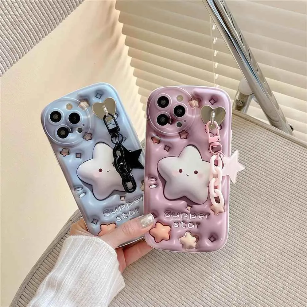 CCPC234 Cute Phone Case for iPhone 11, 14, 13, 12 Pro, 11 Pro Max, XR, X, XS, 7, 8 Plus, SE - With 3D Glitter Star Pendant