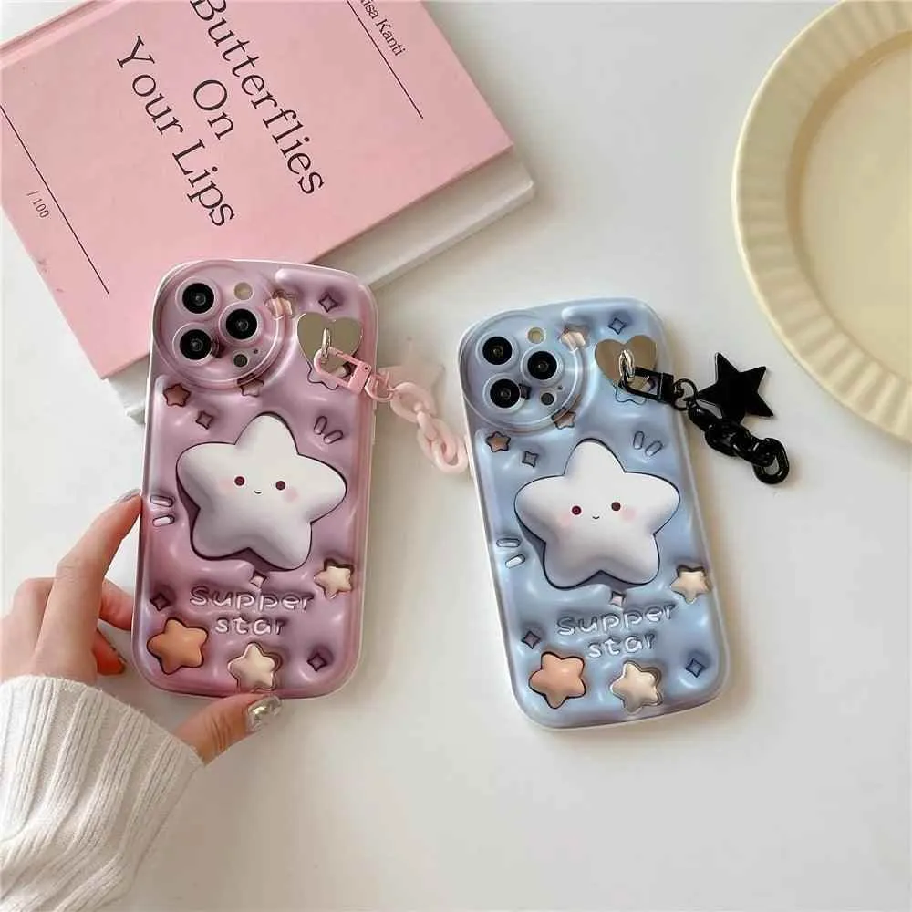 CCPC234 Cute Phone Case for iPhone 11, 14, 13, 12 Pro, 11 Pro Max, XR, X, XS, 7, 8 Plus, SE - With 3D Glitter Star Pendant