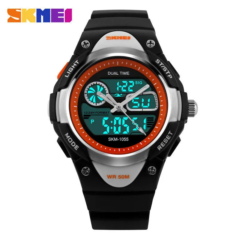 Children Watch 2 Time Zone Digital Quartz Waterproof Kids boys girls Watches Casual Sports LED Dress Wristwatches For Children