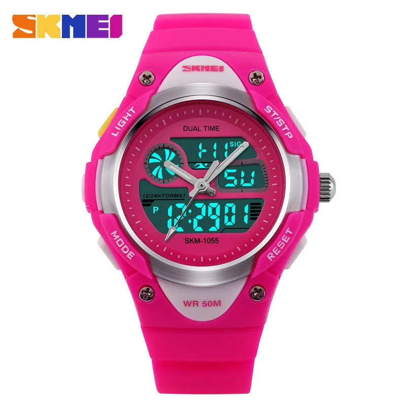 Children Watch 2 Time Zone Digital Quartz Waterproof Kids boys girls Watches Casual Sports LED Dress Wristwatches For Children