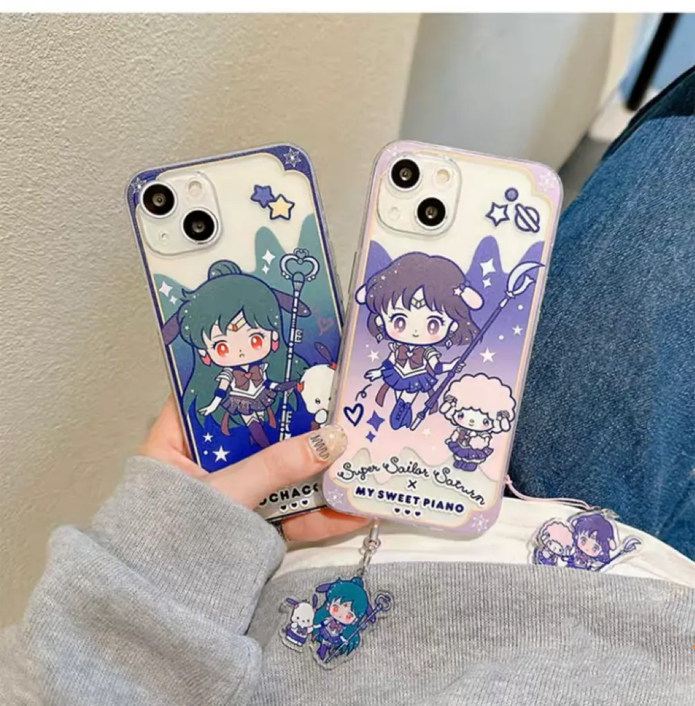 Clean Japanese Cartoon Sailor Girl X Little Twin Stars Piano PC iPhone Case 6 7 8 PLUS SE2 XS XR X 11 12 13 14 15 Pro Promax 12mini 13mini