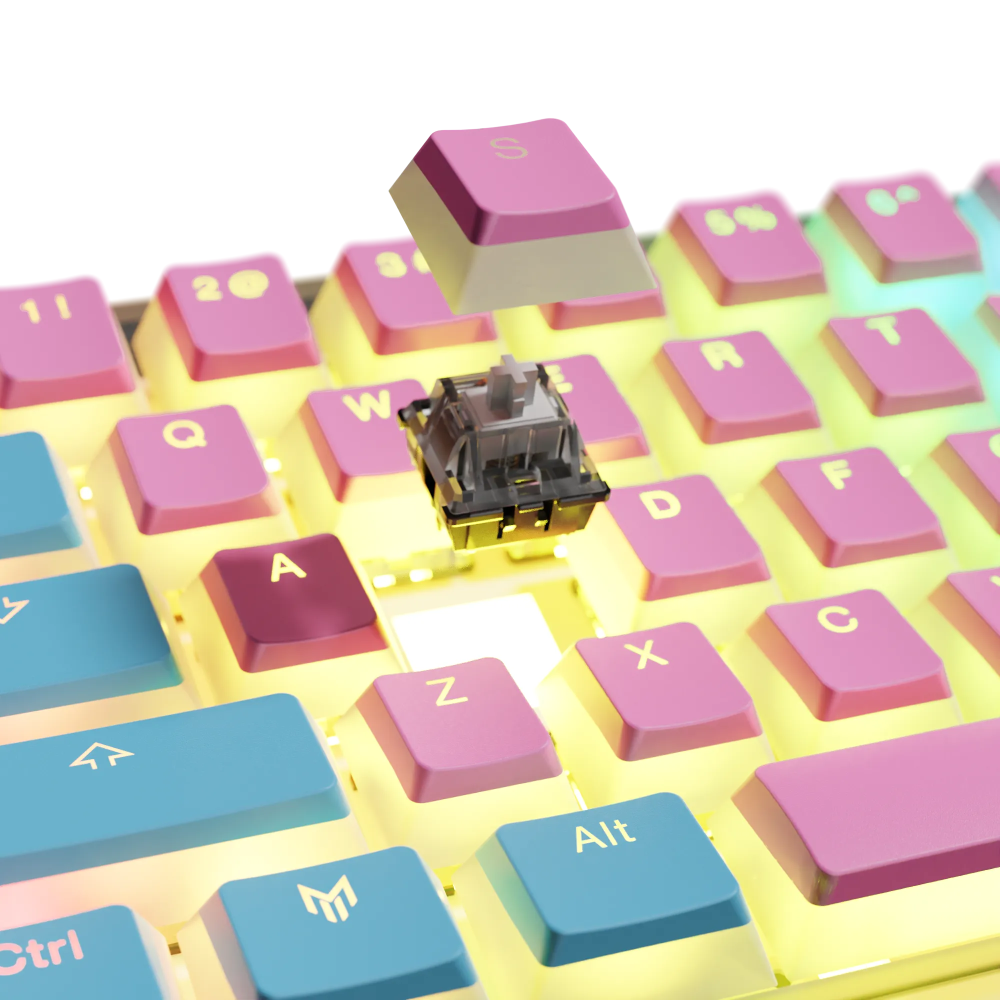 Clix Cotton Candy 60ES Transparent Mechanical Keyboard - Pink