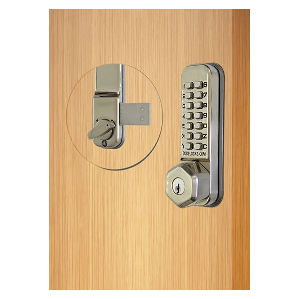 CodeLocks - CL200 - Mechanical Lock - Light Duty - Dual Backset Deadlatch 2 3/4" - 2 3/8" - Surface Deadbolt - Key Override - Optional Finish - Fire Rated - Grade 2