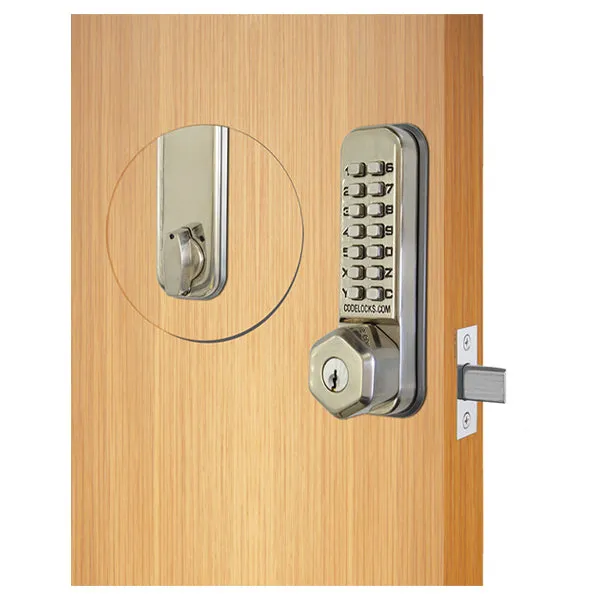 CodeLocks - CL210 - Mechanical Lock - Light Duty - Dual Backset Deadlatch 2 3/4" - 2 3/8" - Mortise Tubular Deadbolt - Key Override - Stainless Steel - Fire Rated - Optional Marine Grade Finish - Grade 2