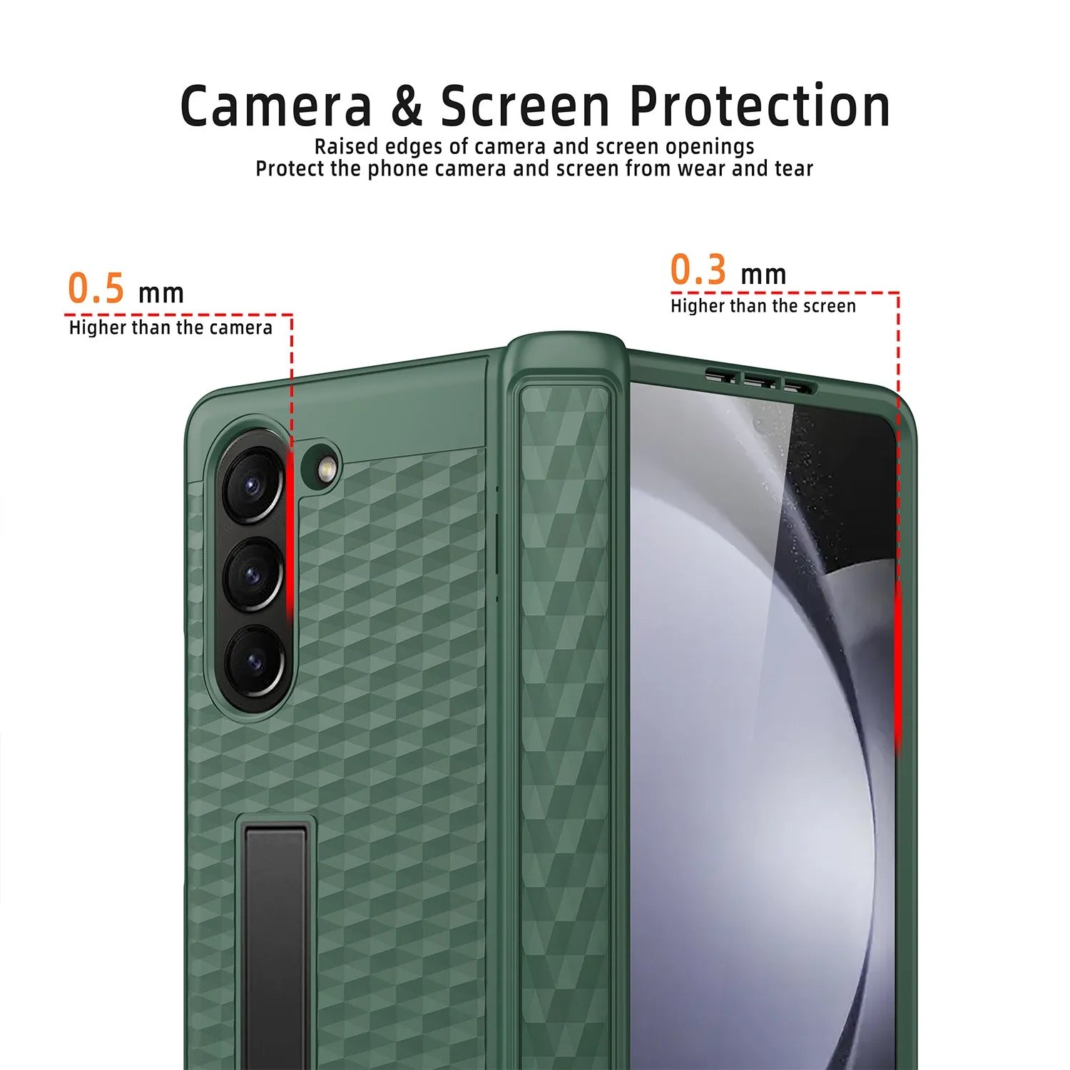 Cube Bracket Spring Hinge Phone Case With  Glass Film For Samsung Galaxy Z Fold 5