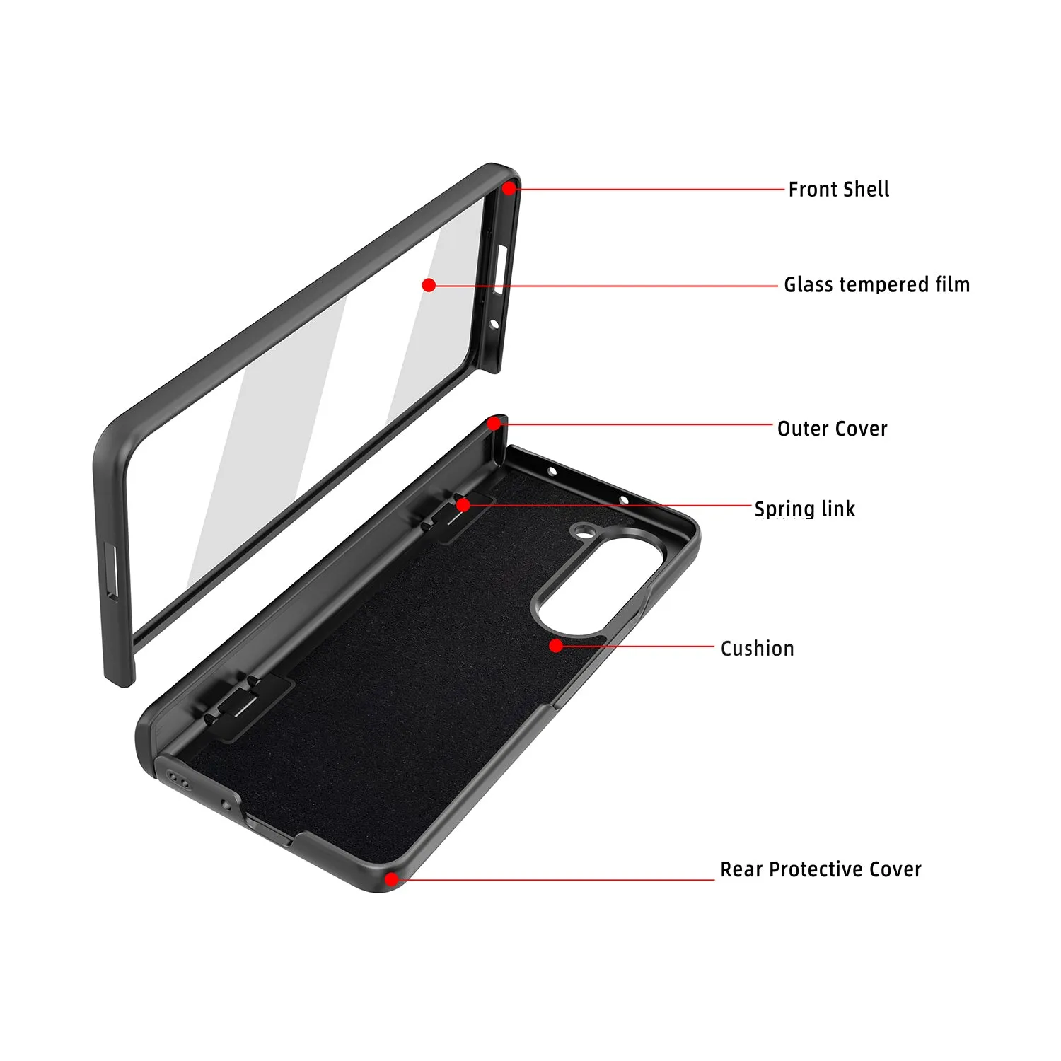 Cube Bracket Spring Hinge Phone Case With  Glass Film For Samsung Galaxy Z Fold 5