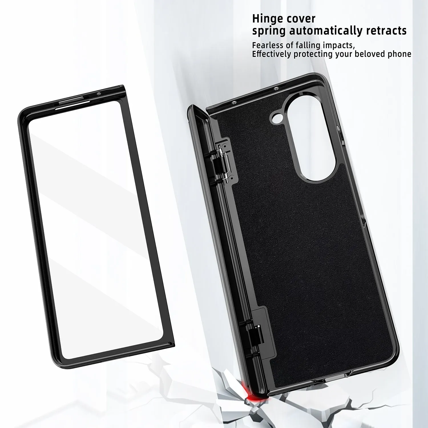 Cube Bracket Spring Hinge Phone Case With  Glass Film For Samsung Galaxy Z Fold 5