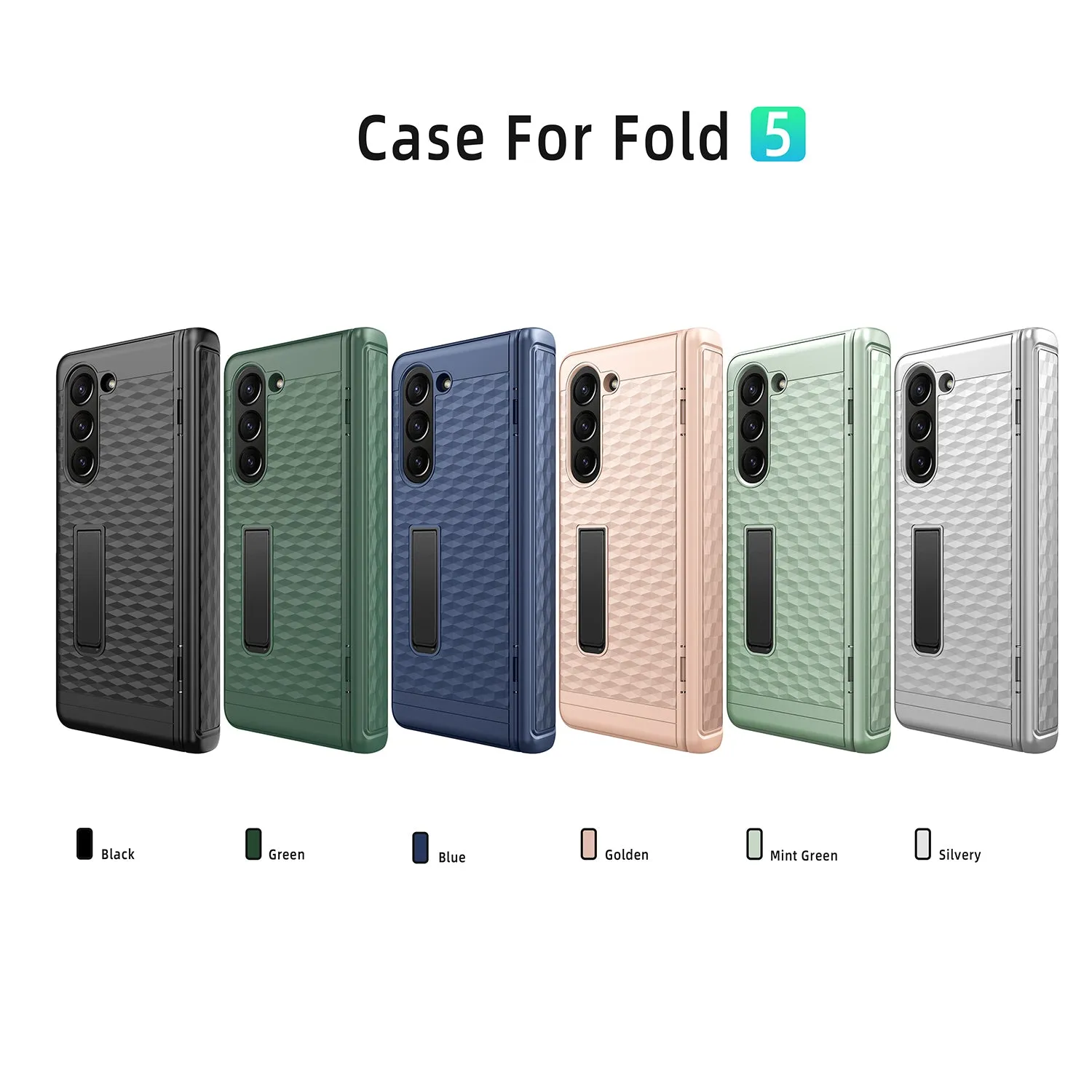 Cube Bracket Spring Hinge Phone Case With  Glass Film For Samsung Galaxy Z Fold 5