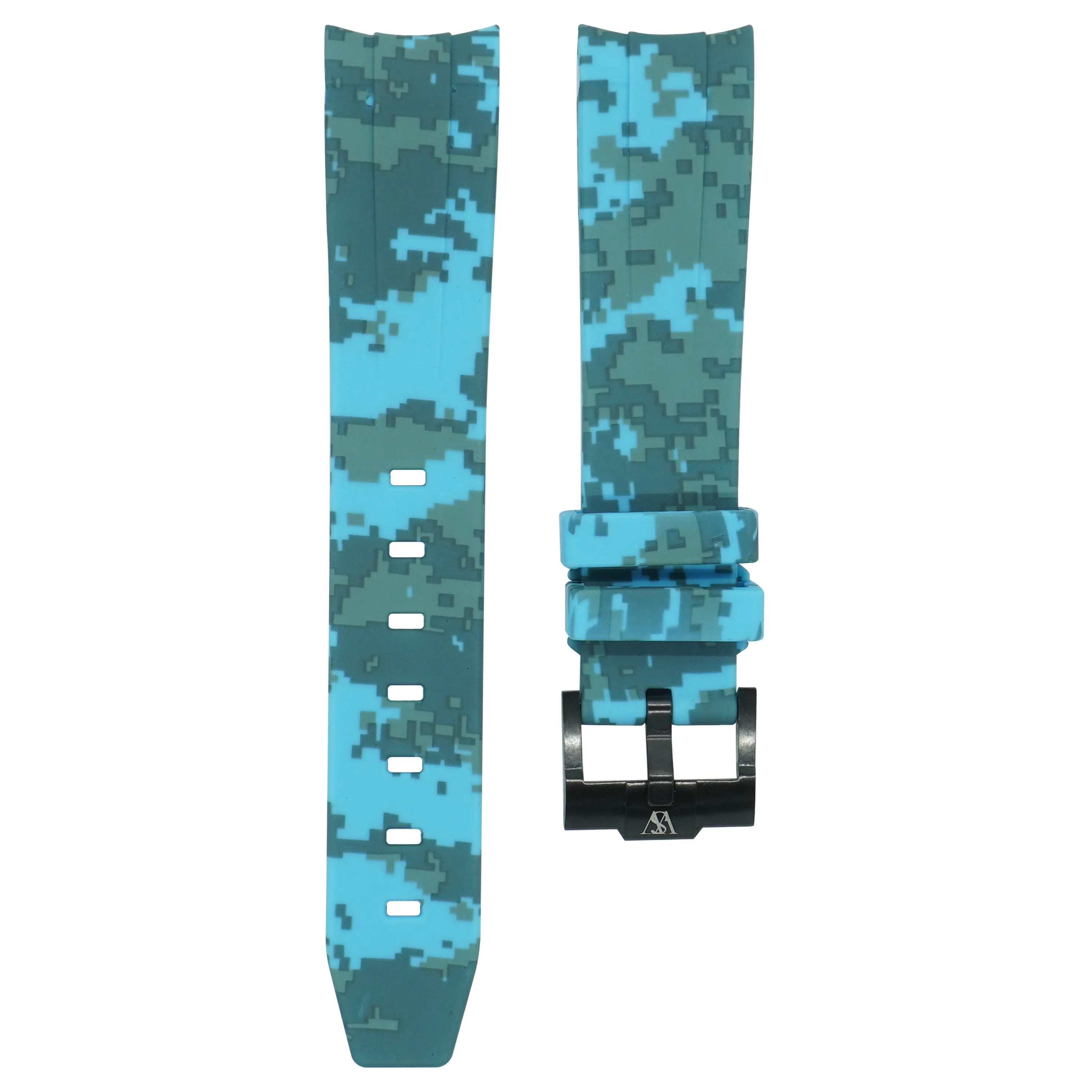 Curved Digital Camo Rubber Strap - Baby Blue