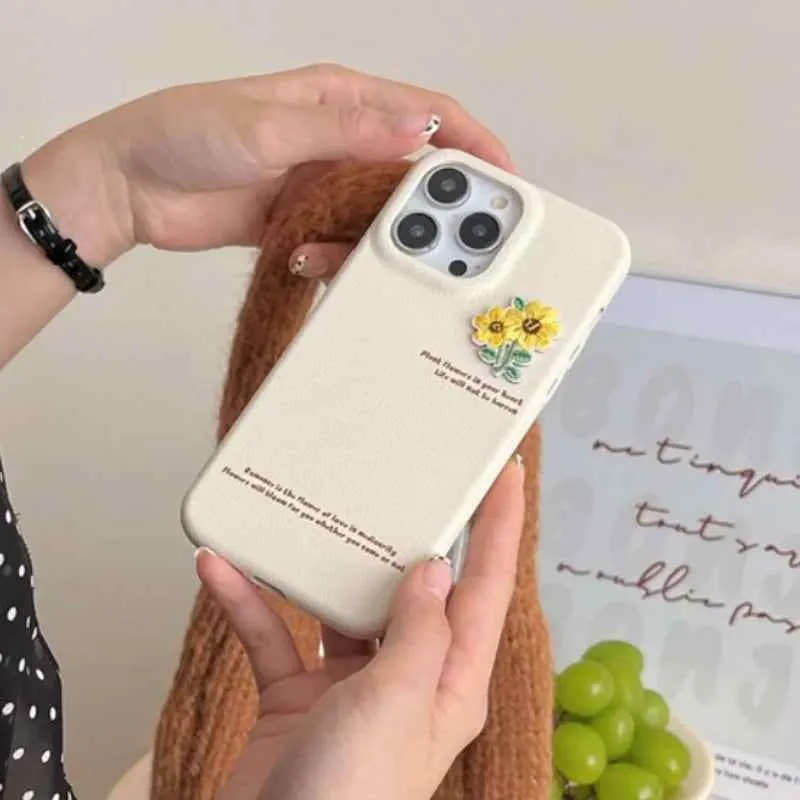 Cute Phone Cases for iPhone 16, 15, 14, 13, and 12 Pro Max - Embroidery Flowers Cover - TSP333