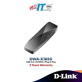 D-Link AX1800 Wi-Fi 6 USB Adapter DWA-X1850 USB 3.0 Adapter with OFDMA & MU-MIMO