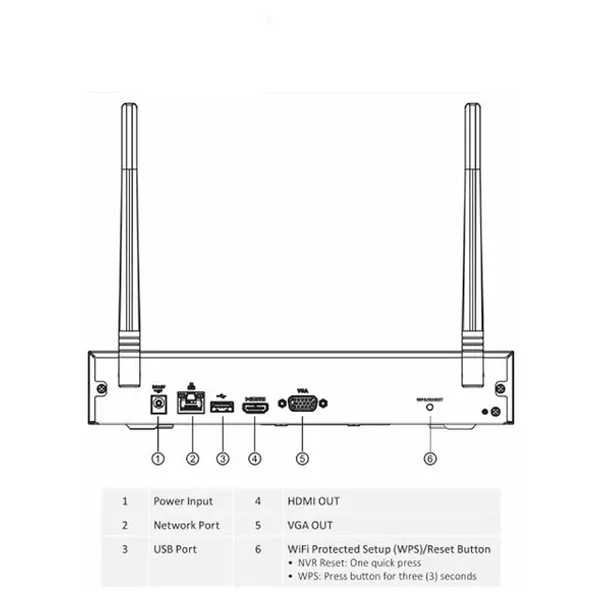 Dahua / 4 Channels / 4K / Wi-Fi NVR / 8MP / 1 SATA / 2TB HDD / N41B1W2