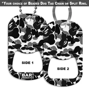 Dog Tag Bottle Opener - Black and White Camo