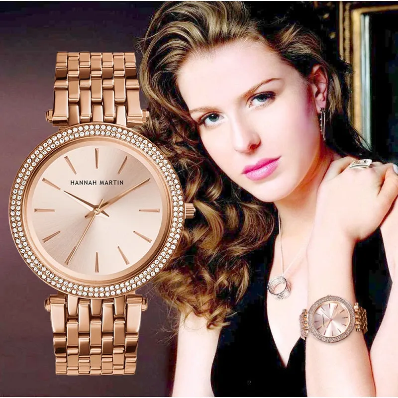 Double Row Rhinestone Frame Women's Watch