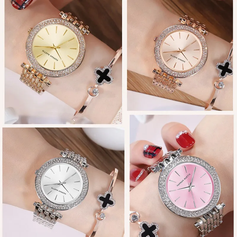 Double Row Rhinestone Frame Women's Watch