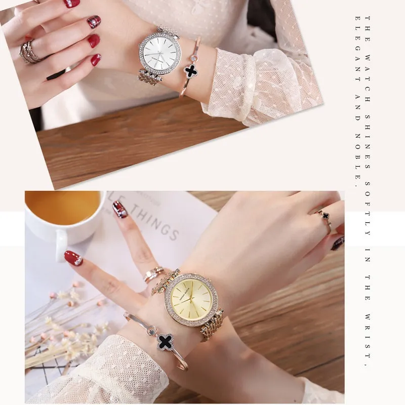 Double Row Rhinestone Frame Women's Watch