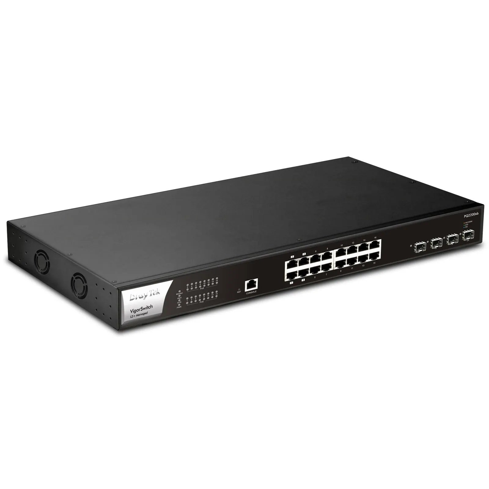 DrayTek VSPQ2200XB-K VigorSwitch PQ2200xb 16 Port 2.5 GbE POE  Managed Layer 2  Switch with 4x POE   Ports and 4x 10GbE SFP  Ports