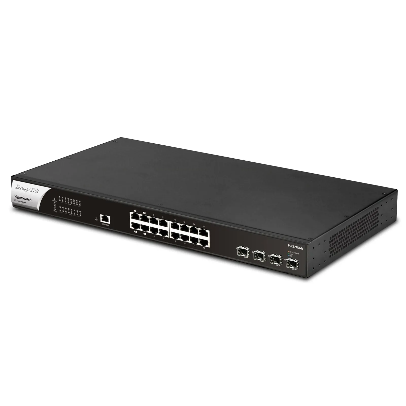 DrayTek VSPQ2200XB-K VigorSwitch PQ2200xb 16 Port 2.5 GbE POE  Managed Layer 2  Switch with 4x POE   Ports and 4x 10GbE SFP  Ports