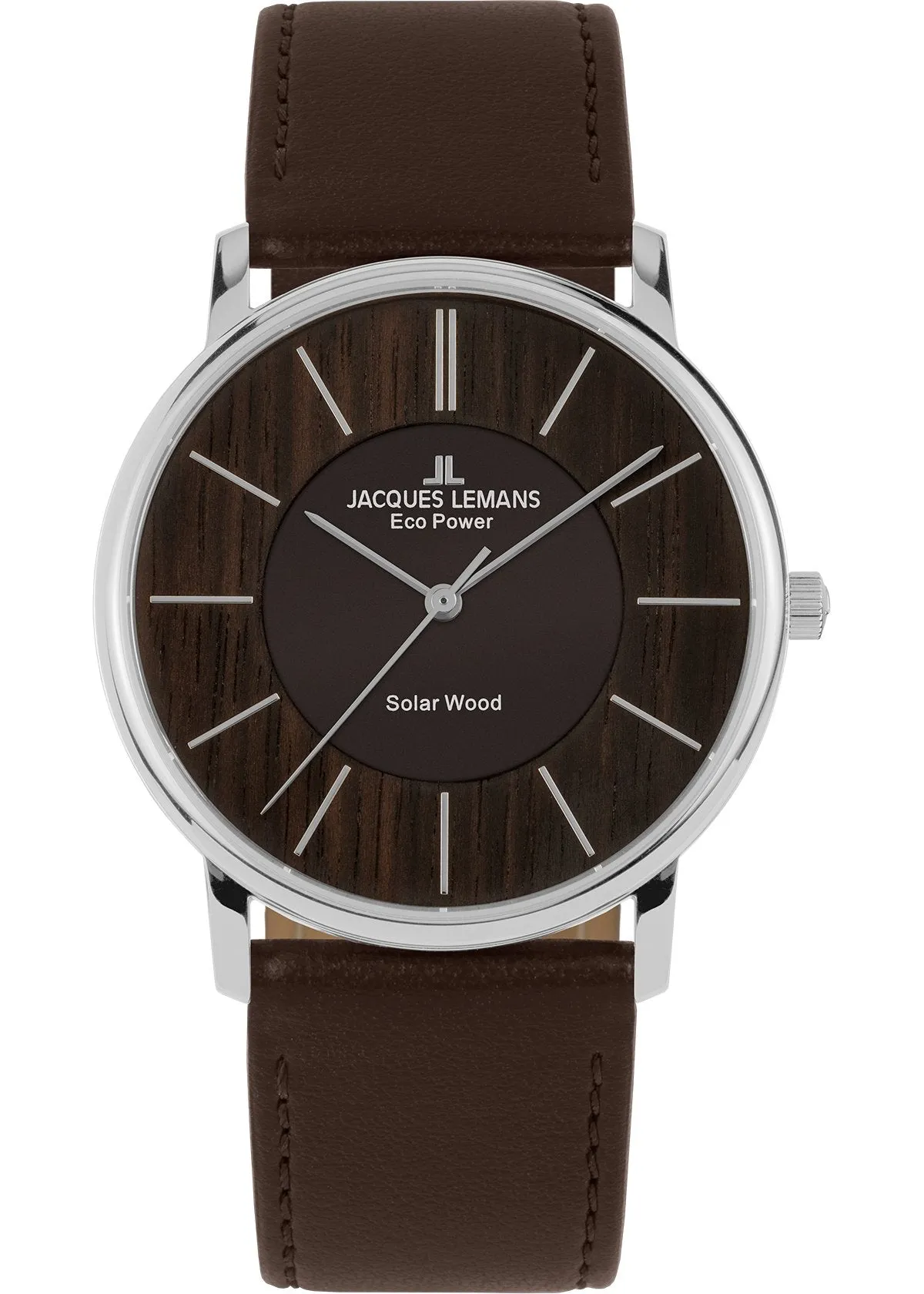 Eco Power Solar Wood Dark Brown Vegan Strap Men's Watch