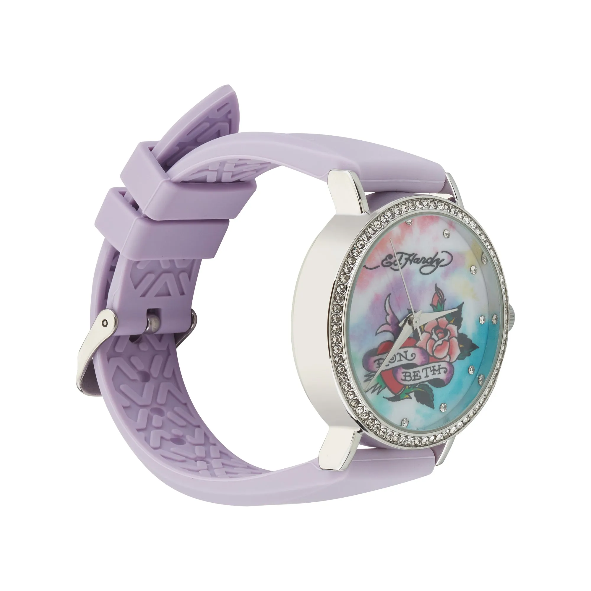 Ed Hardy Ladies Mul(Prt)/Lilac Plain Watch Analog