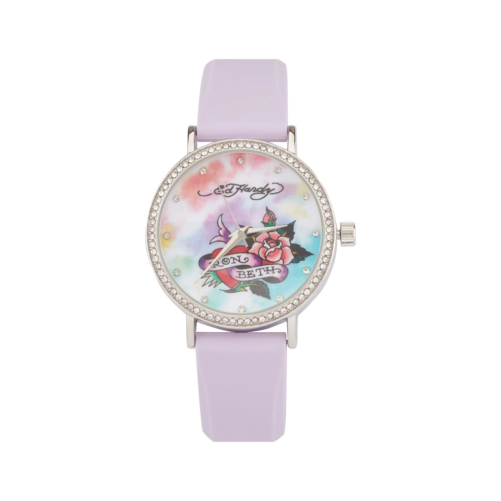 Ed Hardy Ladies Mul(Prt)/Lilac Plain Watch Analog